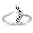 thumbnail image 1 of Adjustable Whale Tail Ring .925 Sterling Silver Band Jewelry Female Male Unisex Size 4, 1 of 4