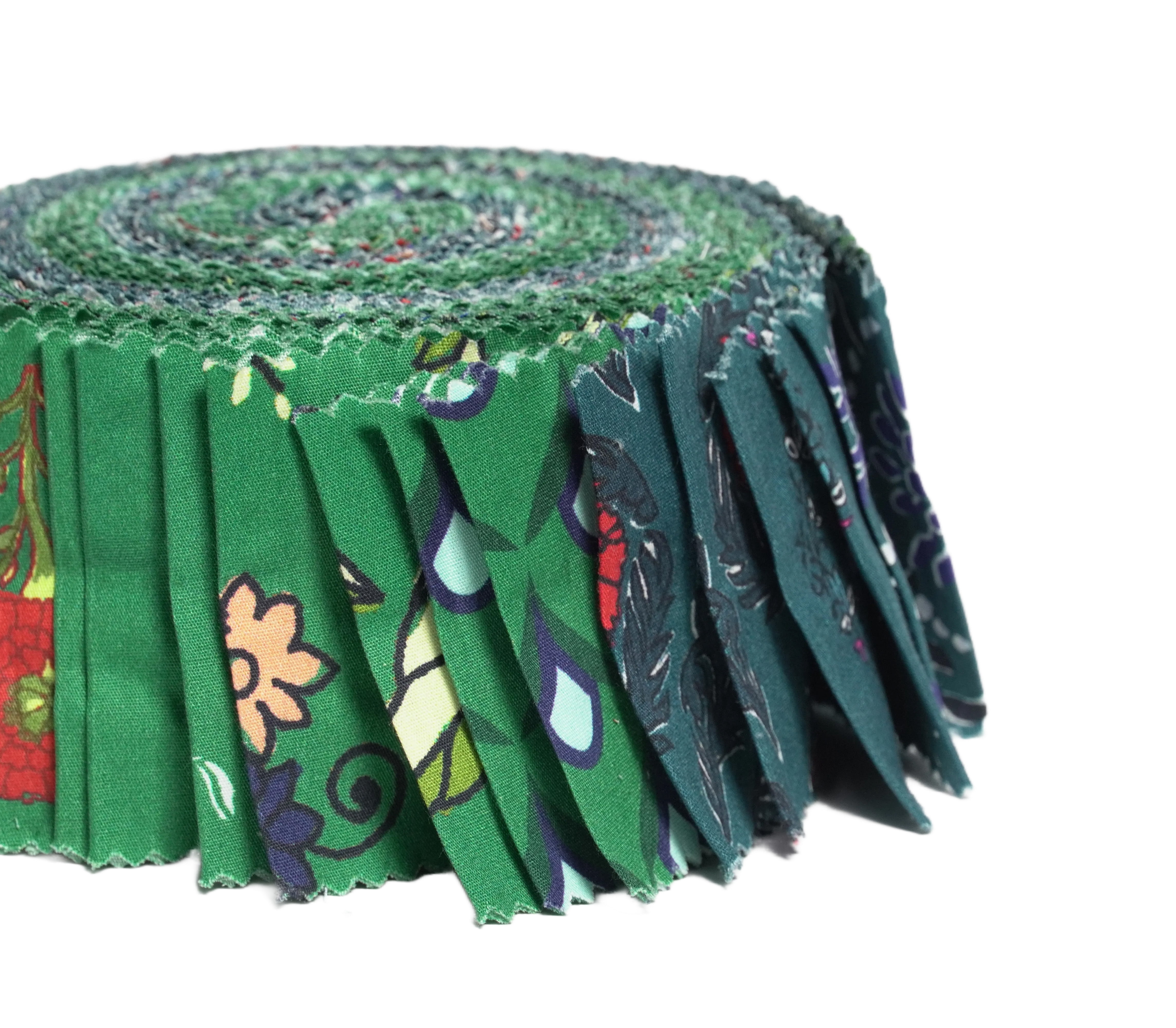 Soimoi 40Pcs Block Print Precut Fabrics Strips Roll Up 2.5x42inches Cotton Jelly Rolls for Quilting