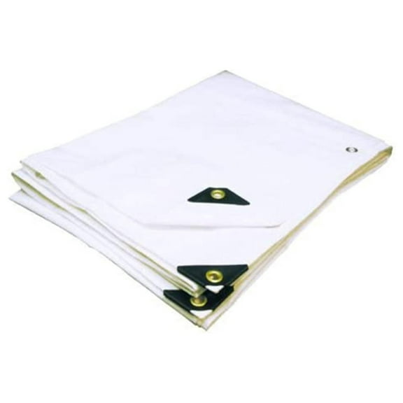 7' X 16' Heavy Duty Waterproof White Tarp with Reinforced Corners