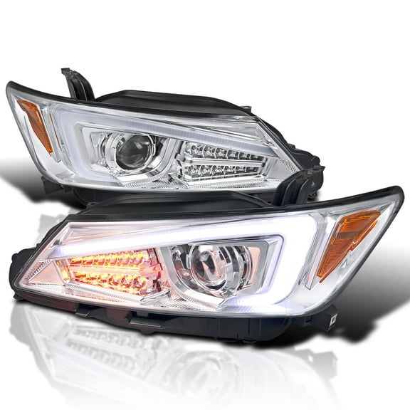 Spec-D Tuning Chrome Projector Headlights W/ LED Signal & LED Strip Compatible with 2011-2013 Scion tC, Left Right Pair Headlamps Assembly
