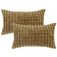 thumbnail image 2 of REGALWOVEN 2pcs Checked Faux Fur Plush Throw Pillow Covers Solid Soft Fuzzy Cozy Pillowcases Light Brown 12" x 20", 2 of 6