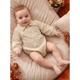 thumbnail image 6 of Loicainy Infant Baby Boy Fall Collared Romper 3 6 12 18 Months Ribbed Half Button Up Long Sleeve Bodysuit, 6 of 9