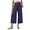 Blue, variant on WIZUTIZ Slacks for Women Dressy Casual Capri Pants Lightweight Casual Loose Wide Leg Sweatpants Spandex Elastic Mid Rise Trousers Solid Flowy Smocked Sweatpants for Ladies Fitness Street Black