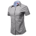 thumbnail image 2 of A2Y Women's Basic Durable Short Sleeve Button Down Business Office Formal Ladies Shirt Black Oxford S, 2 of 6