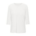 thumbnail image 4 of Hot days, bold styles Olyvenn Plus Size Tops for Women 3/4 Sleeve Round Neck Tunic Tops Loose Fit Solid Basic Tshirts Trendy Summer Blouses 2025 White XL, 4 of 4