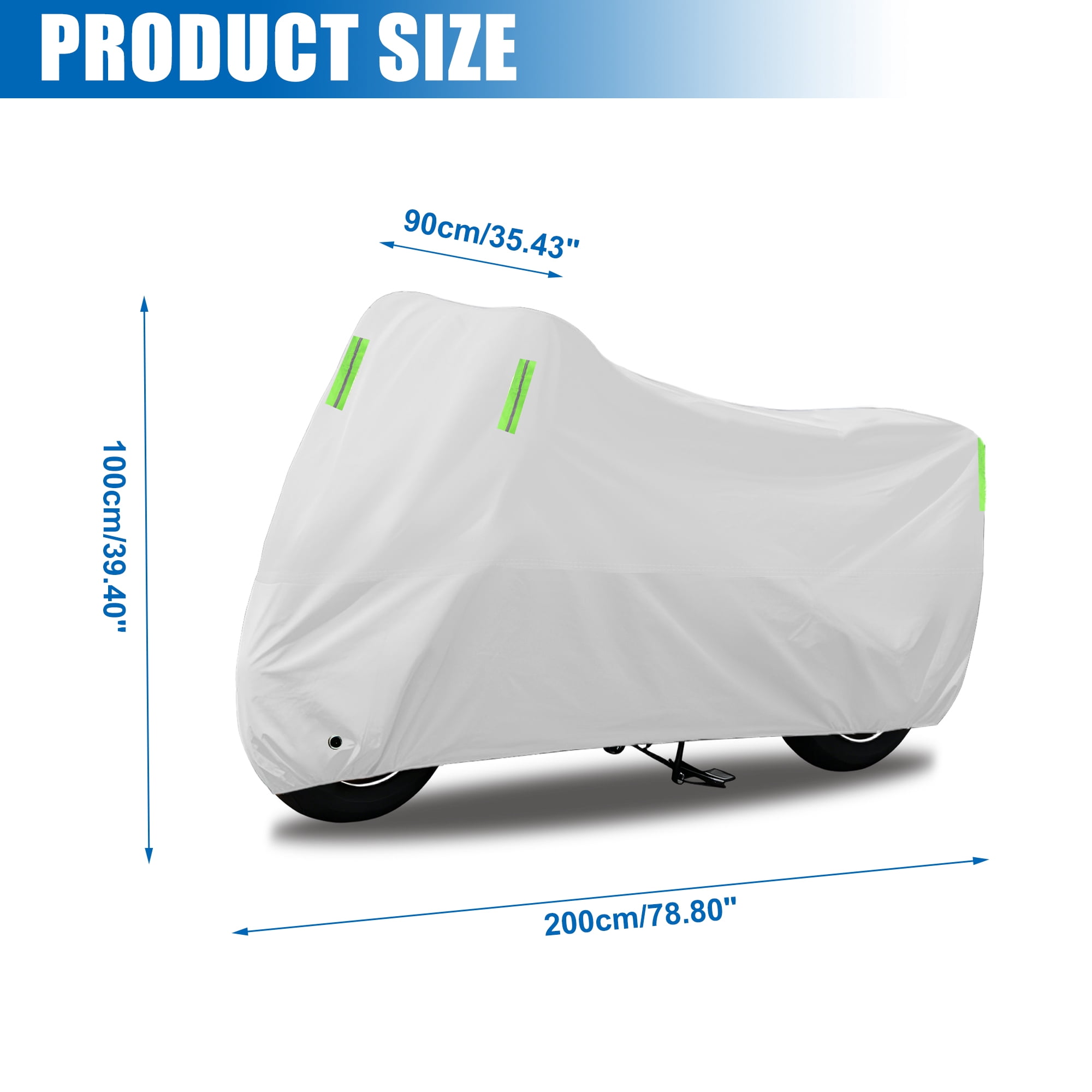 Unique Bargains Motorcycle Cover Outdoor Waterproof Motorbike Cover Full Cover 190T Umbrella Cloth Silver Tone-M Universal 200cmx90cmx100cm / 78.74"x35.43"x39.37"