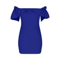 thumbnail image 4 of Women Dresses Plus Strapless Sleeveless Dresses Solid Sexy Fashion Dresses Blue Trendy Skirt Size M, 4 of 6