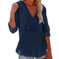 thumbnail image 3 of Wdfiry Women's Hoodies V Neck Tops Long Sleeve Drawstring Shirts Lightweight Pullover Tops with Pockets, 3 of 6