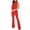 Red, variant on aidice Jumpsuits for Women Casual Sleeveless High Neck Belt Zip Slim Fitting Office Flare Pants Rompers