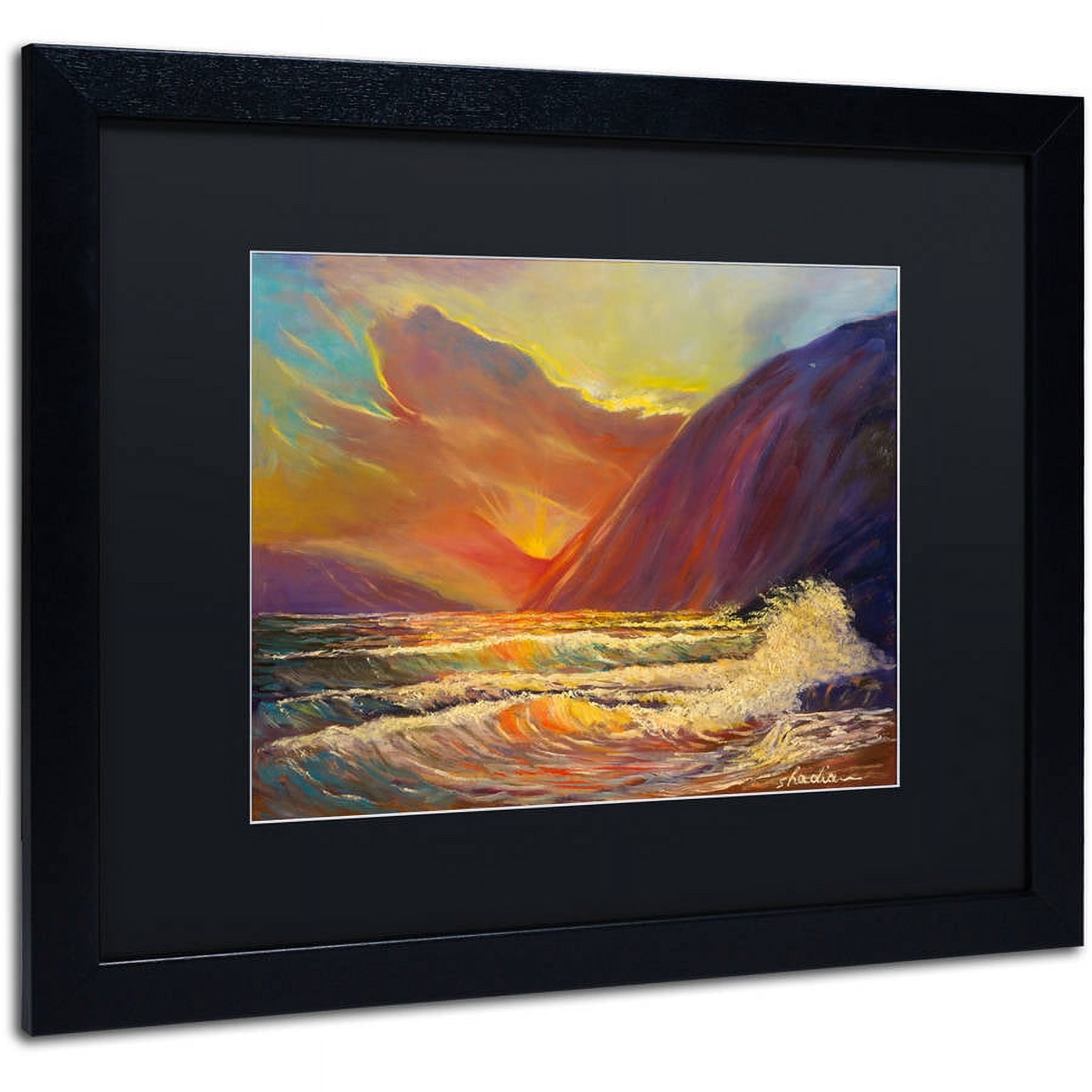 Trademark Fine Art "Hawaiian Coastal Sunset" Canvas Art by Manor Shadian, Black Matte, Black Frame