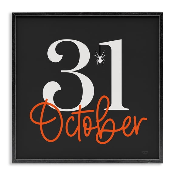 Stupell Industries Traditional 31 October Halloween Date Black Framed Giclee Art, 12 x 12, by Lux Me Designs
