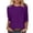 Purple, variant on Womens Tops 3/4 Sleeve Crew Neck Spandex Regular Fitted Pullover Tops for Women Solid Color