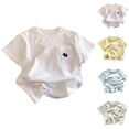 thumbnail image 3 of WNVMWI Childrens Short Sleeve Basic Tees Toddler Boys Summer Cotton Tshirts Kids Crew Neck Going Out Tops 2-3 Years Blue, 3 of 3