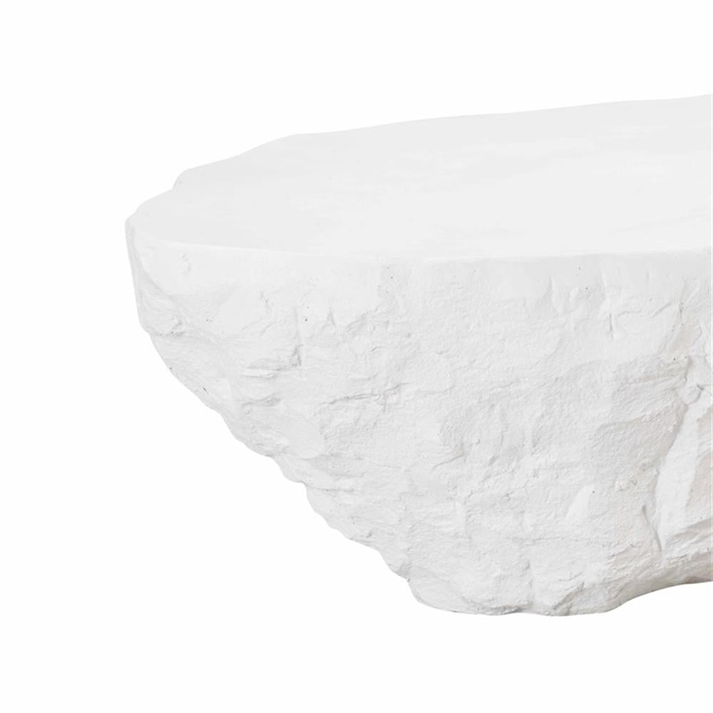 Maklaine Transitional White Finish Durable Concrete Coffee Table