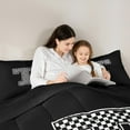 thumbnail image 4 of Feelyou Boys Initial Letter T Twin Bedding Sets 7-Piece, Black Monogrammed A to Z Bedding Comforter Set, Cartoon Theme Reversible Sheet Sets, Microfiber Bedroom Decor, 4 of 7