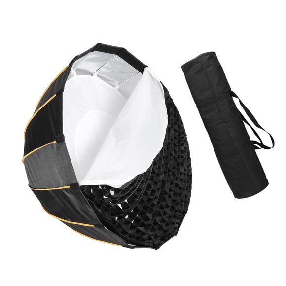 Difusor de flash LED-Φ90cm Configuración rápida Plegado profundo Parabólico Paraguas Softbox Photography Studio SoftBox con rejilla Bolsa de transporte Diámetro 90cm / 35inch para Aputure 120D 120D II