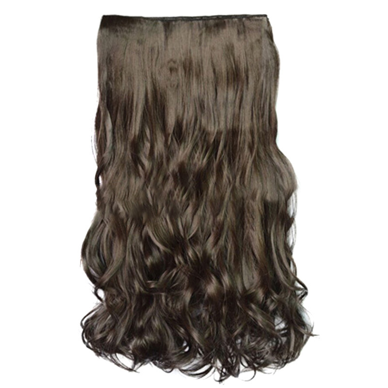 HRSR Long Curly Hairpiece Wig Synthetic Fiber Claw on Clip in Hair