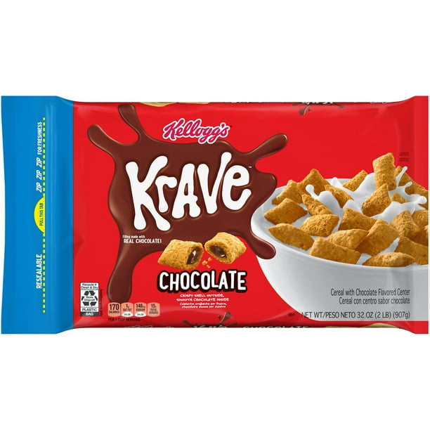 Kellogg's Krave, Breakfast Cereal, Chocolate, 32 Oz