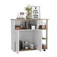 thumbnail image 4 of Atlin Designs Modern Wood Kitchen Island with 4 Open Shelves in Light Oak/White, 4 of 9