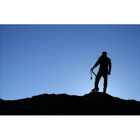 Silhouette Of A Rock Climber Canvas Art - Josh McCulloch Design Pics (36 x 24)