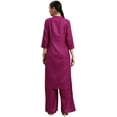 thumbnail image 2 of eloria Women's Fashion Solid Kurti With Palazzo, Fabric : Cotton, Color : Magenta, Size : X-Small, 2 of 5