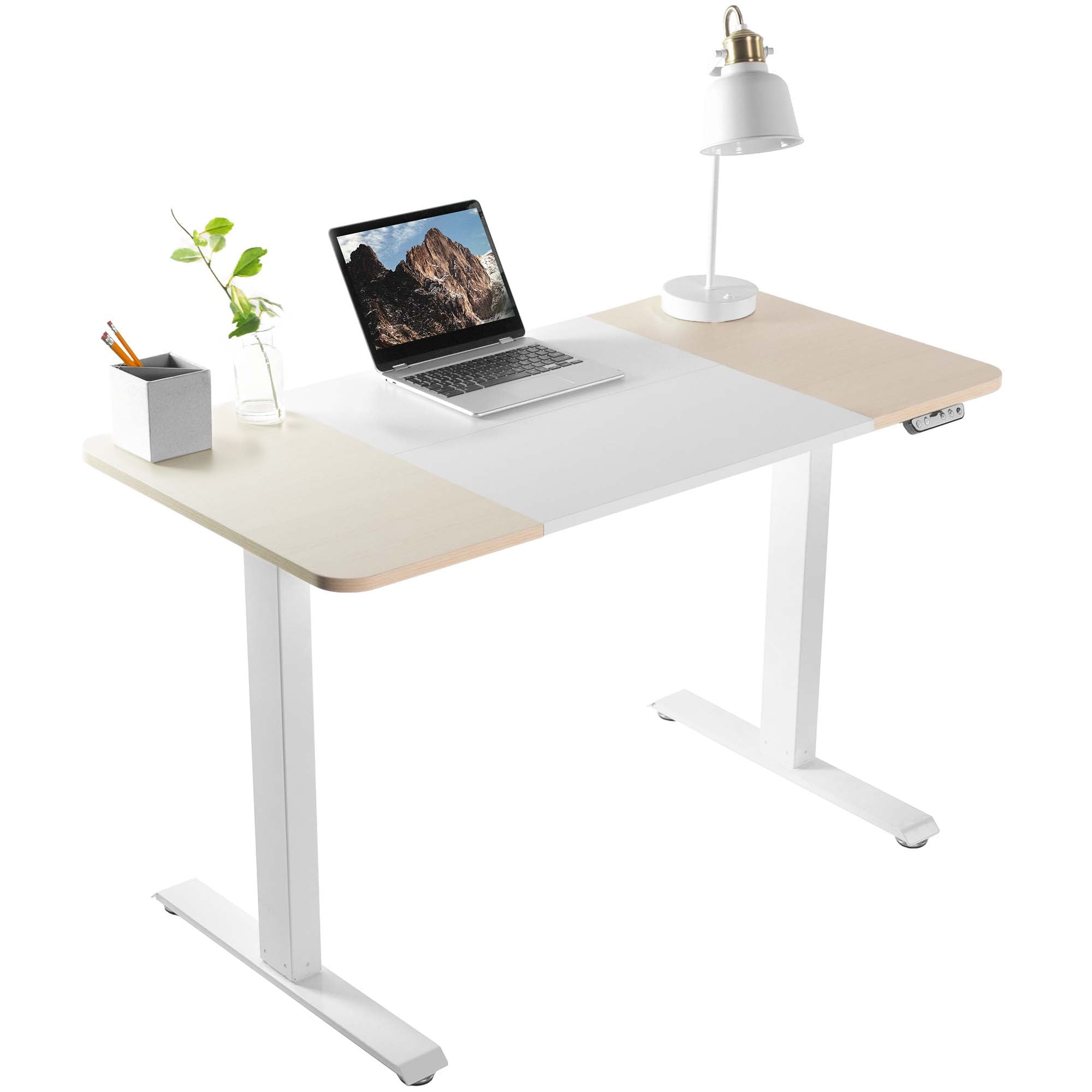 Details about   USED VIVO White 44"x 24" Electric Sit Stand Desk Height Adjustable Workstation 