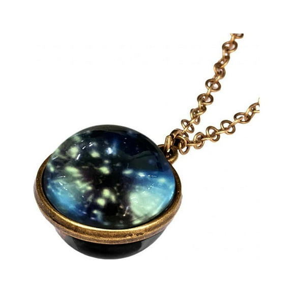 SDJMa Womens Pendant Necklaces New Nebula Galaxy Double Sided Pendant Outer Space Necklace Universe Silver Jewelry Glass Art Picture Handmade Necklace