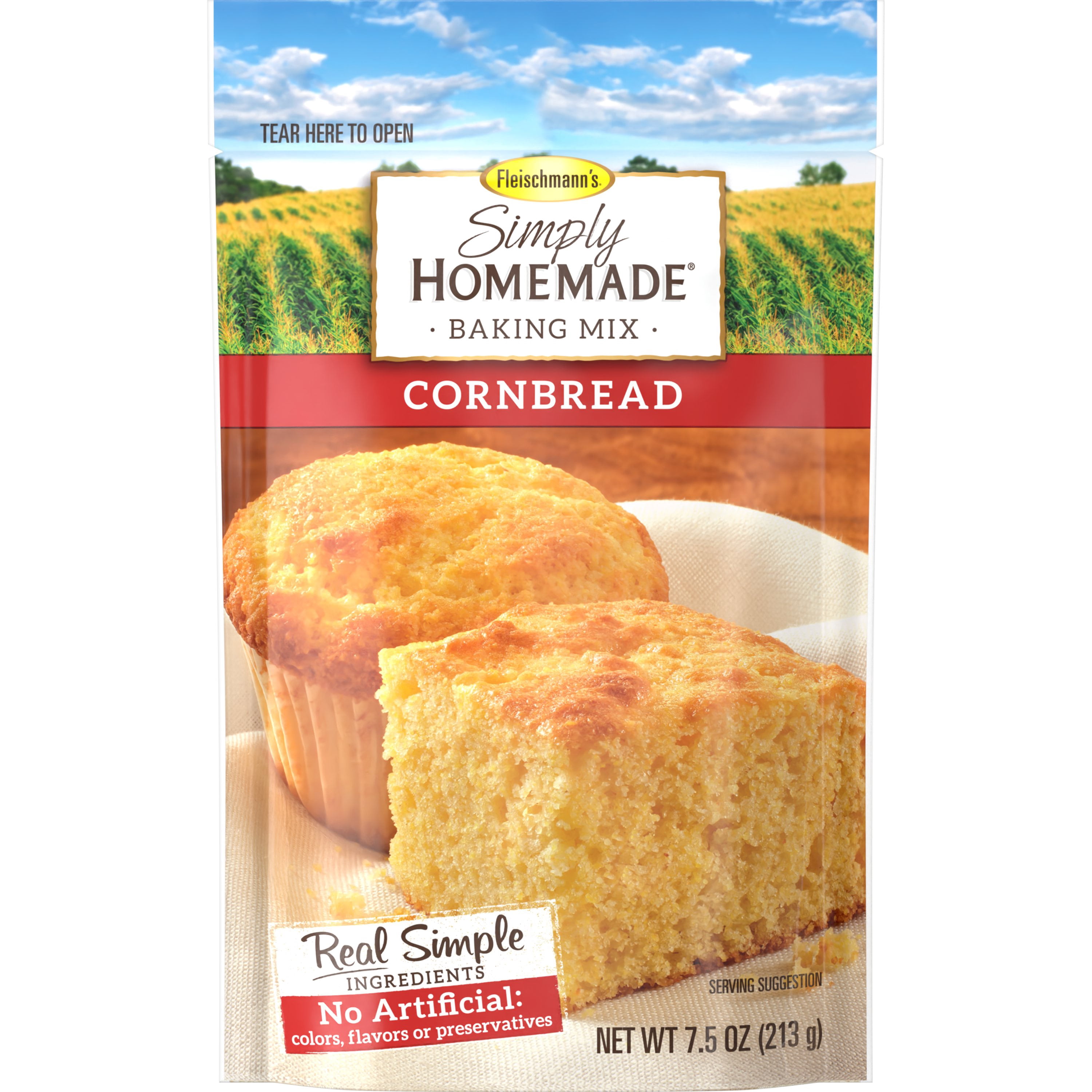 (6 pack) Fleischmann's Simply Homemade Cornbread Baking Mix, 7.5oz