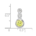 thumbnail image 3 of Sterling Silver Polished Green & Clear CZ Circles Chain Slide Pendant Charm, 3 of 4