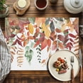 thumbnail image 4 of Fall Eucalyptus Leaf Placemats Set of 12 Red Green Leaves Hazelnut Plant Heat Insulated Linen Place Mats, Washable Stain-Proof Table Mats for Dining Tables Holiday Decor 13x19inch, 4 of 9