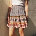 thumbnail image 4 of Falda corta con volantes de playa con estampado floral de cintura alta vintage informal de verano para mujer Wmkox8yi  FGJ1452, 4 of 8