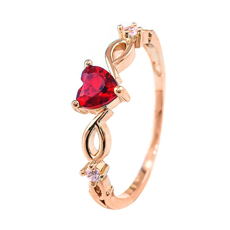 ZX Women Heart Love Rings Shiny Exquisite Fashionable Zircon