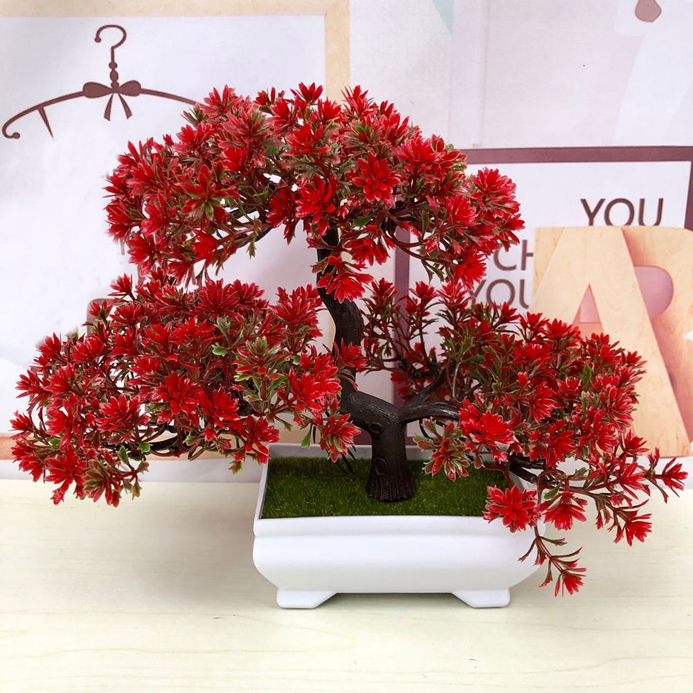 Artificial Plants Bonsai Green Small Tree Fake Tree Flower Potted Home Garden