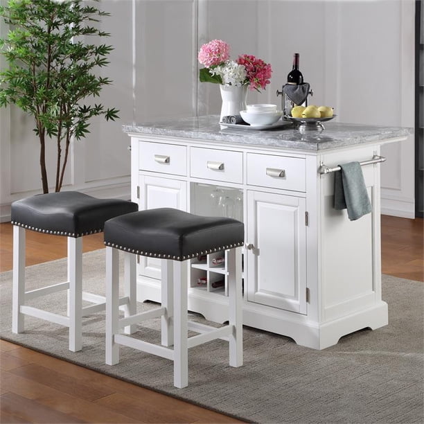 Steve Silver Zermatt White Kitchen Island 3-Piece Set - Walmart.com