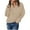 Beige, variant on HAiming Women's Sweaters 1/4 Zip V Neck Long Sleeve Pullover Knit Tops Fall Winter Casual Solid Color Loose Blouse