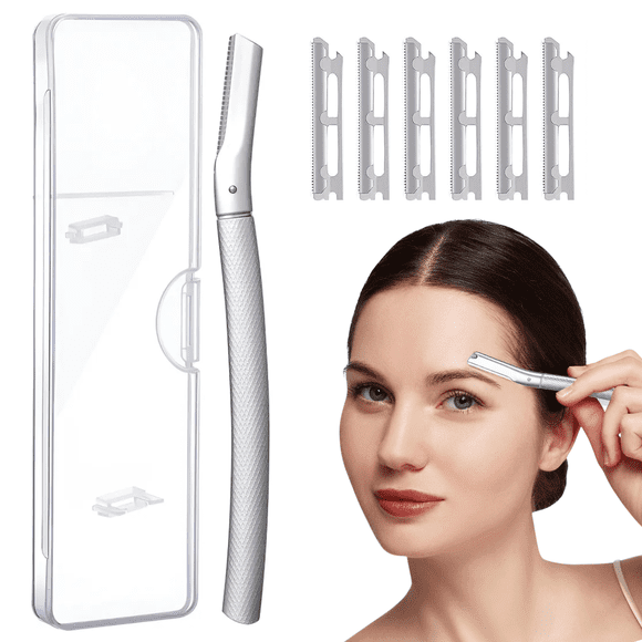 Set Navaja Perfilador Cejas Rostro Acero Inoxidable Repuesto