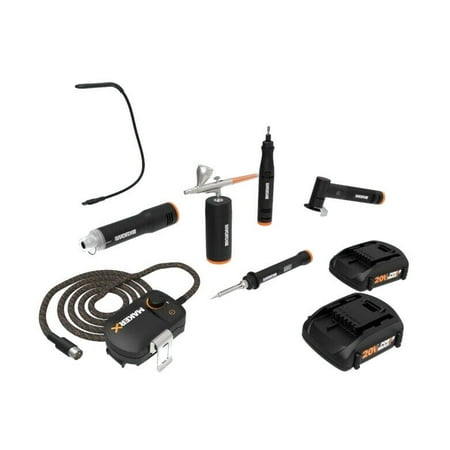 

Worx WX996L MAKERX 6 Tool Kit: Rotary Tool Wood & Metal Crafter Air Brush Heat Gun Grinder and LED Flex Light in Carry Bag
