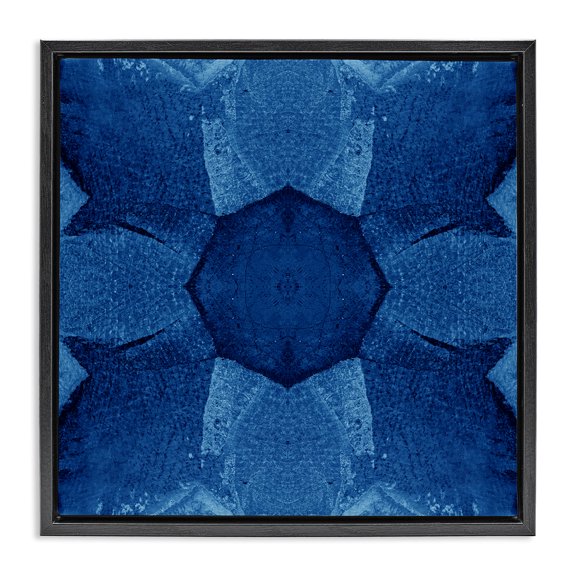 Stupell Industries Eclectic Blue Centric Pattern Black Floating Frame Canvas Art, 18 x 18, by El Perkin