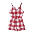 thumbnail image 3 of Parent-child Off-Shoulder Short Plaid Button Down Sleeveless Jumpsuit, 3 of 7