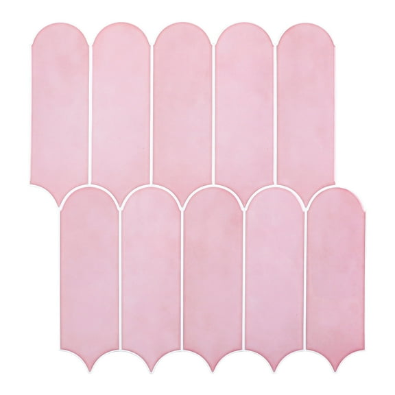 10-Sheet Peel and Stick Backsplash Tile, Self Adhesive Feather Backsplash Wall Tiles for Kitchen Bathroom (Thicker Design, Light Pink)