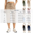 thumbnail image 4 of Tqcoqu Women's Drawstring Waist Capri Pants with Pockets,Straight Leg Elastic Summer Casual Pants,Beige Women's S-XXXL, 4 of 9