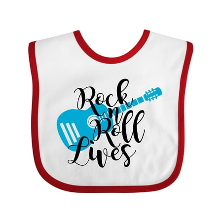 

Inktastic Rock and Roll Lives with Blue Guitar Gift Baby Boy or Baby Girl Bib