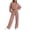 Pink, variant on Sweatsuits Women 2 Piece Outfit 2026 Solid Drawstring Wide Leg Sweatpants Crew Neck Long Sleeve Cropped Tracksuit