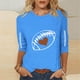 thumbnail image 1 of Heisall Womens Tops 3/4 Sleeve Round Neck Loose Casual Fashion T-Shirts Rugby Print, 1 of 4