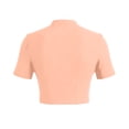 thumbnail image 5 of Olyvenn Mock Neck Button Tops for Women Short Sleeve Slim Fitted Solid Blouses Summer Elegant Bussiness Outfits 2026 Pink L, 5 of 6