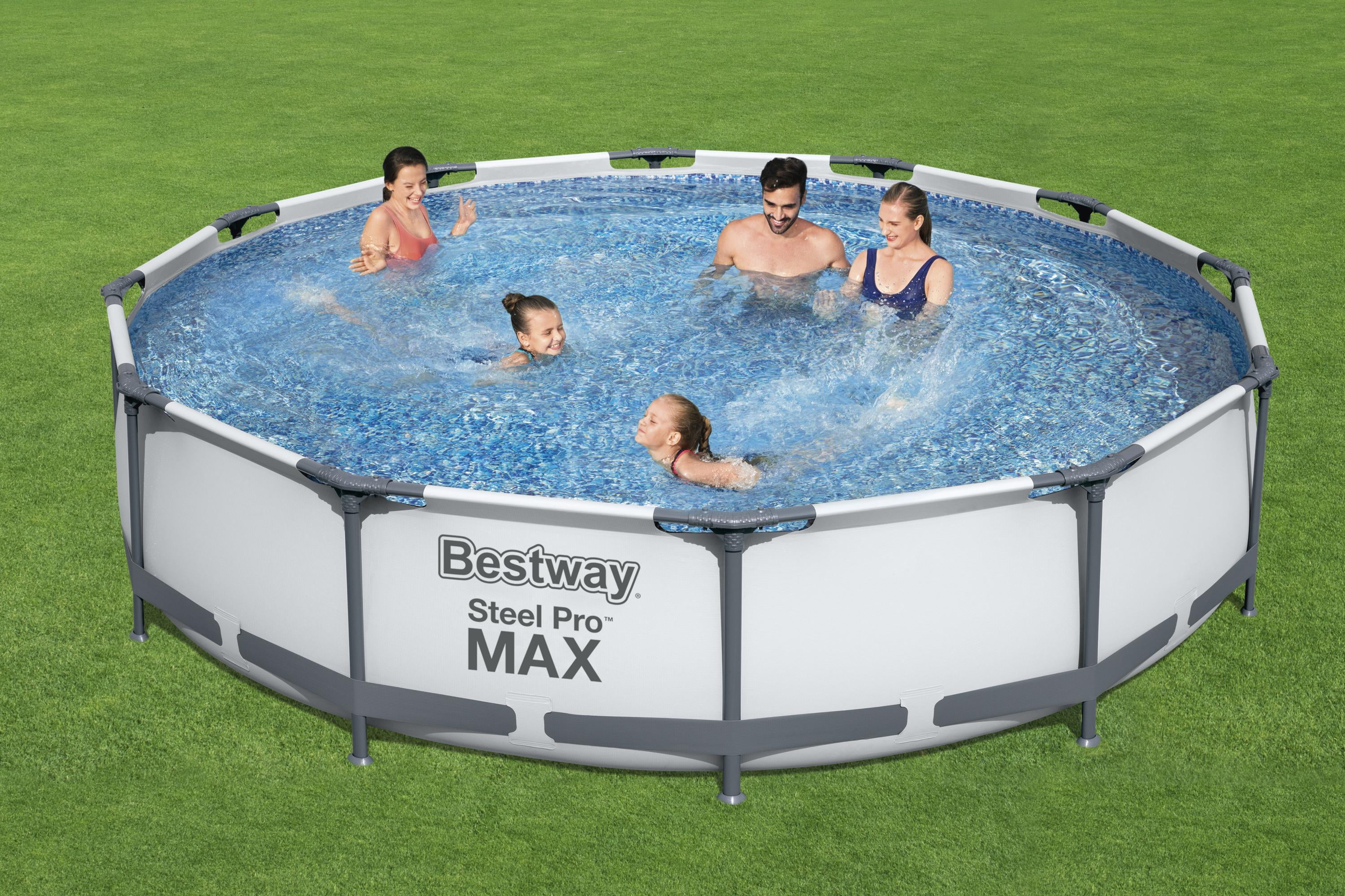 12ft Grey Bestway Bestway Steel Pro Max Round Frame Swimming Pool with Filter Pump 