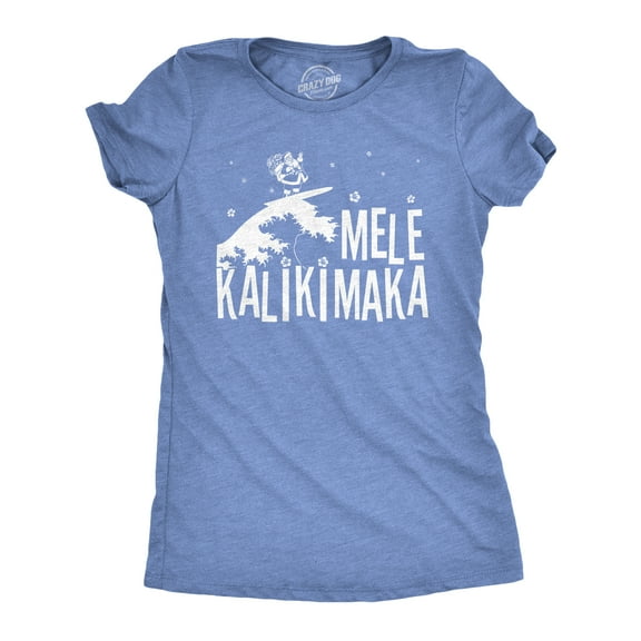 Womens Mele Kalikimaka T Shirt Funny Surfing Hawaiian Christmas Santa Tee Womens Graphic Tees