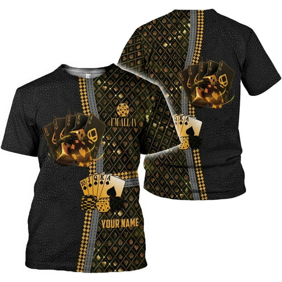 Personalized Poker Shirt 3D Funny Poker Shirt for Men Casino Poker Shirt Gifts Men Women Funny Poker Gift (T-shirt, S)