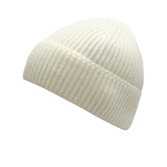 siminsem Winter Knit Beanie for Men Women UniCuffed Soft Warm Skull Cap - Stretchy Rolled Cuff Watch Hat for Ski Cold Weather One Size, White,One Size