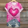thumbnail image 4 of Fartey Valentine's Day T-Shirt for Women Plus Size Short Sleeve Crew Neck Holiday Shirts Cute Heart Graphic Tees Fashion Valentines Party Tops Pink L, 4 of 5